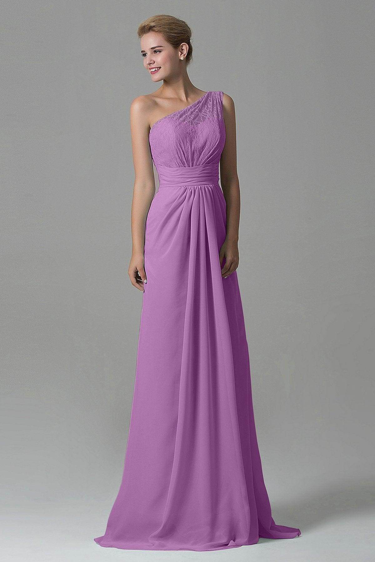Sheath Sweep Train Lace/Chiffon Bridesmaid Dress COZK16004CR - COCOMELODY